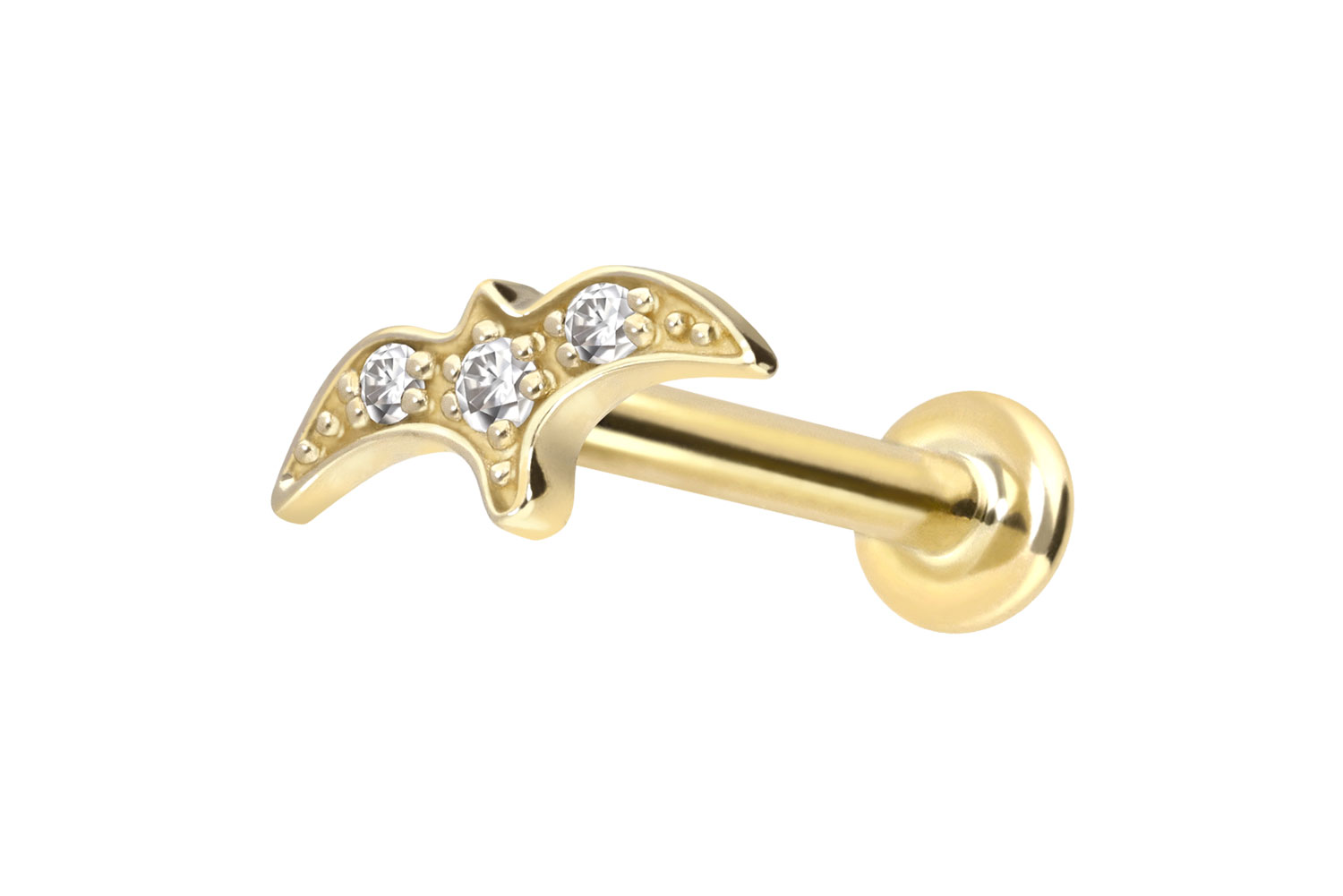 14 Karat Gold Labret Piercing mit Innengewinde MOISSANIT-SCHWALBE